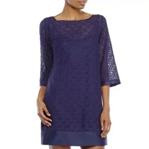 NWT Imperfect Laundry by Shelli Segal Lace Overlay 3/4 Bell Sleeve Dress Size 8 - Picture 2 of 12